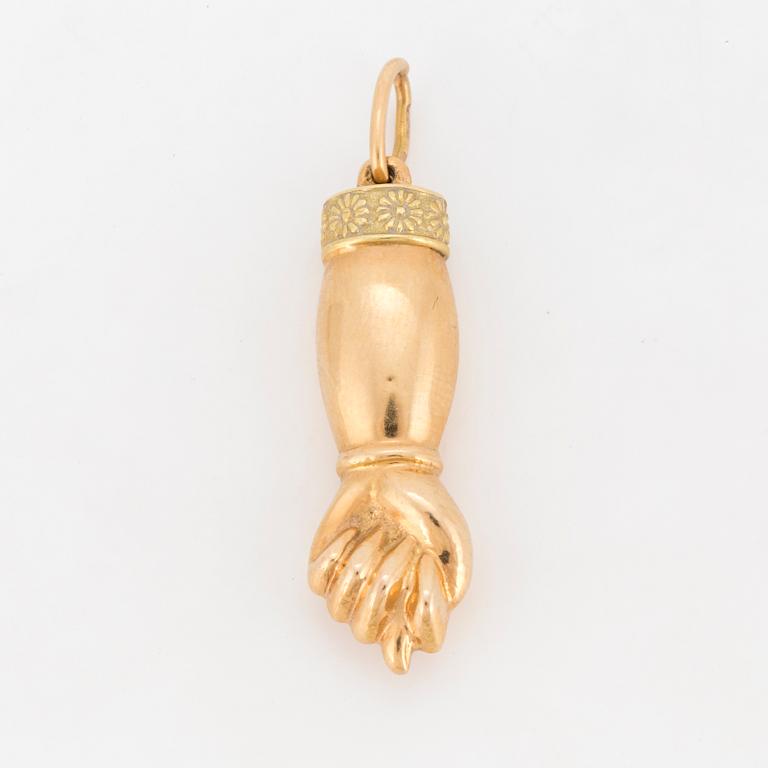 PENDANT, 18K gold in two colours, "fist".