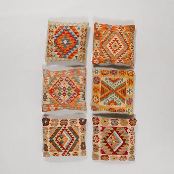 Six kelim pillows.