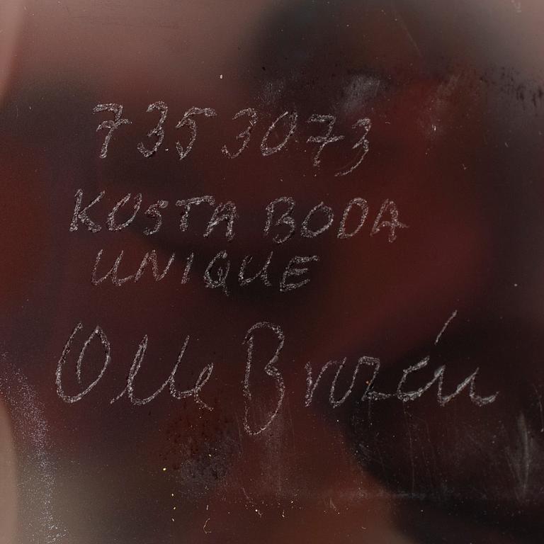 OLLE BROZÉN, a unique glass sculpture, signed, Kosta Boda.