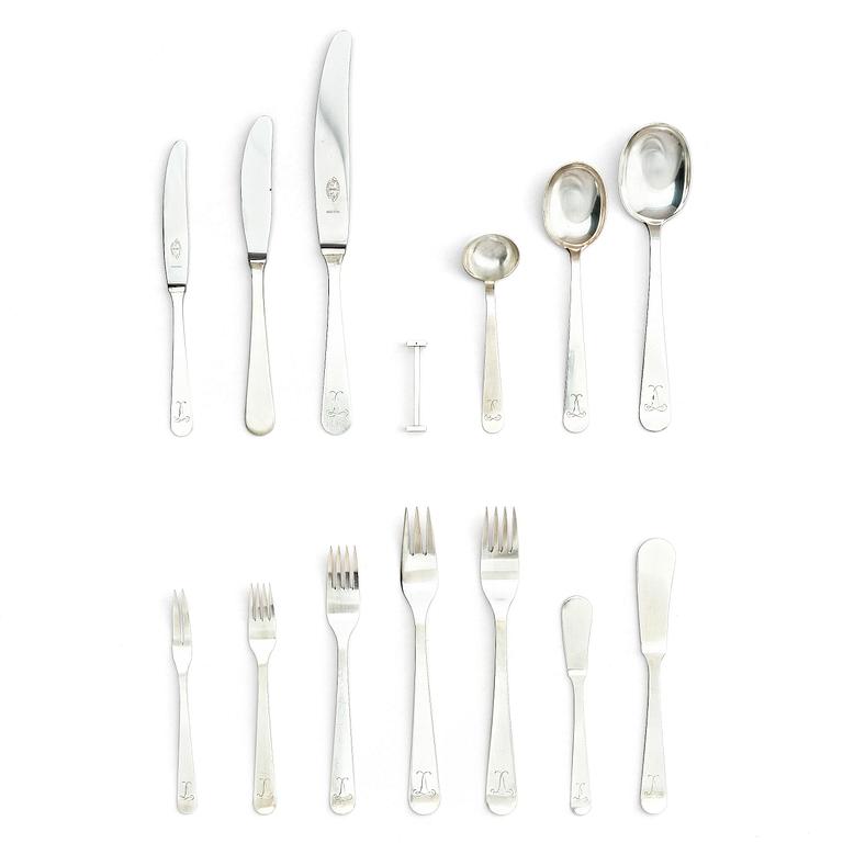 Wiwen Nilsson, a sterling silver cutlery-set of 61 pieces, Lund, Sweden 1946.