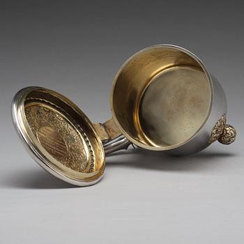 A Swedish 18th century parcel-gilt silver tankard, mark of Jacob Brunck, Stockholm 1724.