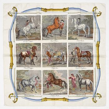 Hermès, scarves, 2 pcs, "Arcs en Ciel" & "Chevaux du Monde".