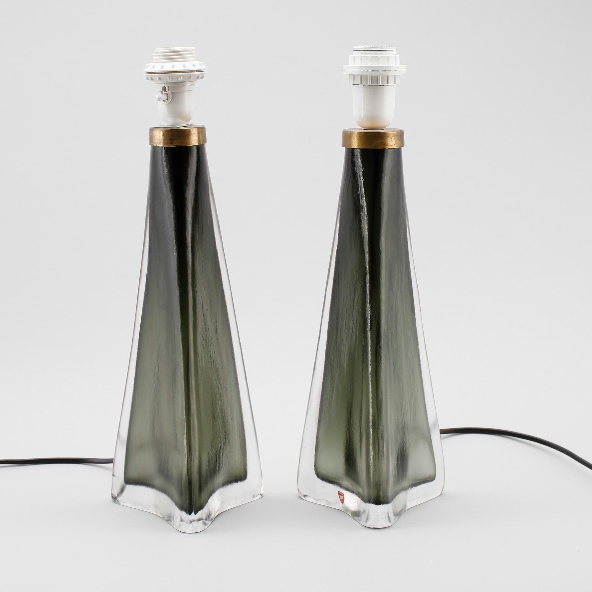 BORDSLAMPOR, 1 par, Carl Fagerlund, Orrefors, 1900-talets andra hälft.