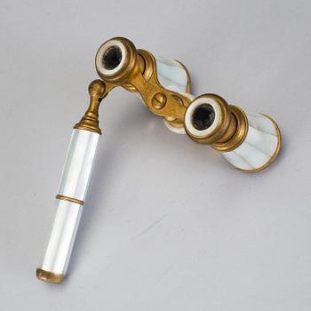 Theater binoculars, brass and mother of pearl, Preisler, Malmö, early 20th century.