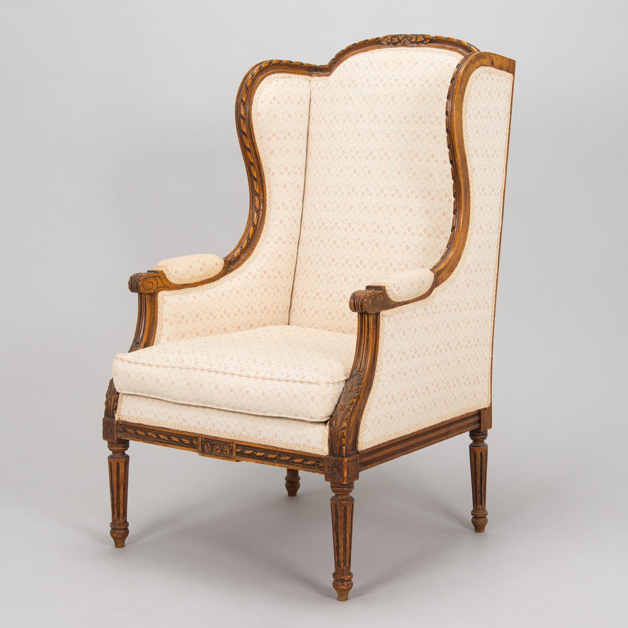 Nojatuoli, Bergère, Louis XVI -tyyli, 1900-luvun alkupuoli.