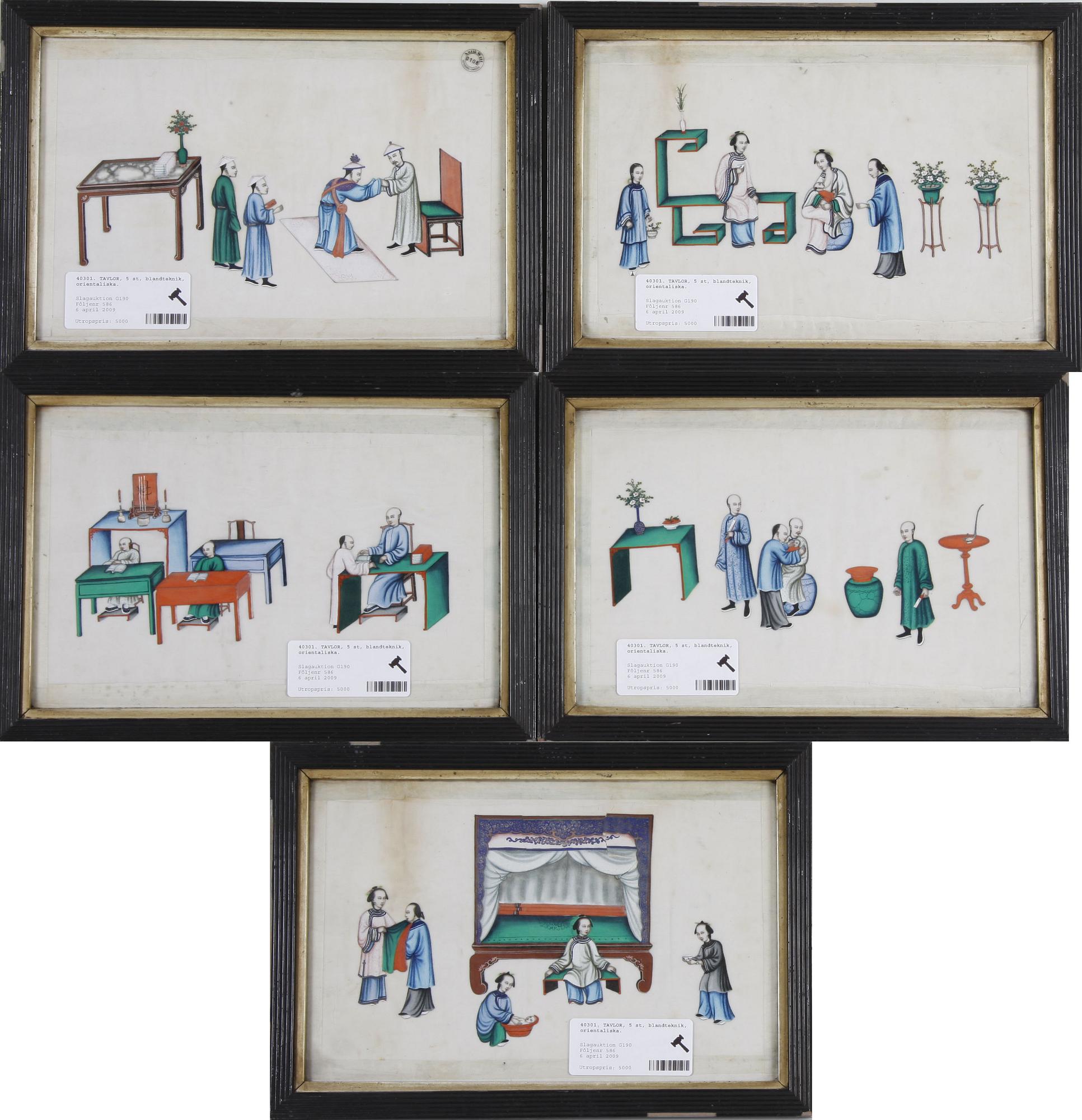 TAVLOR, 5 st, blandteknik, orientaliska.