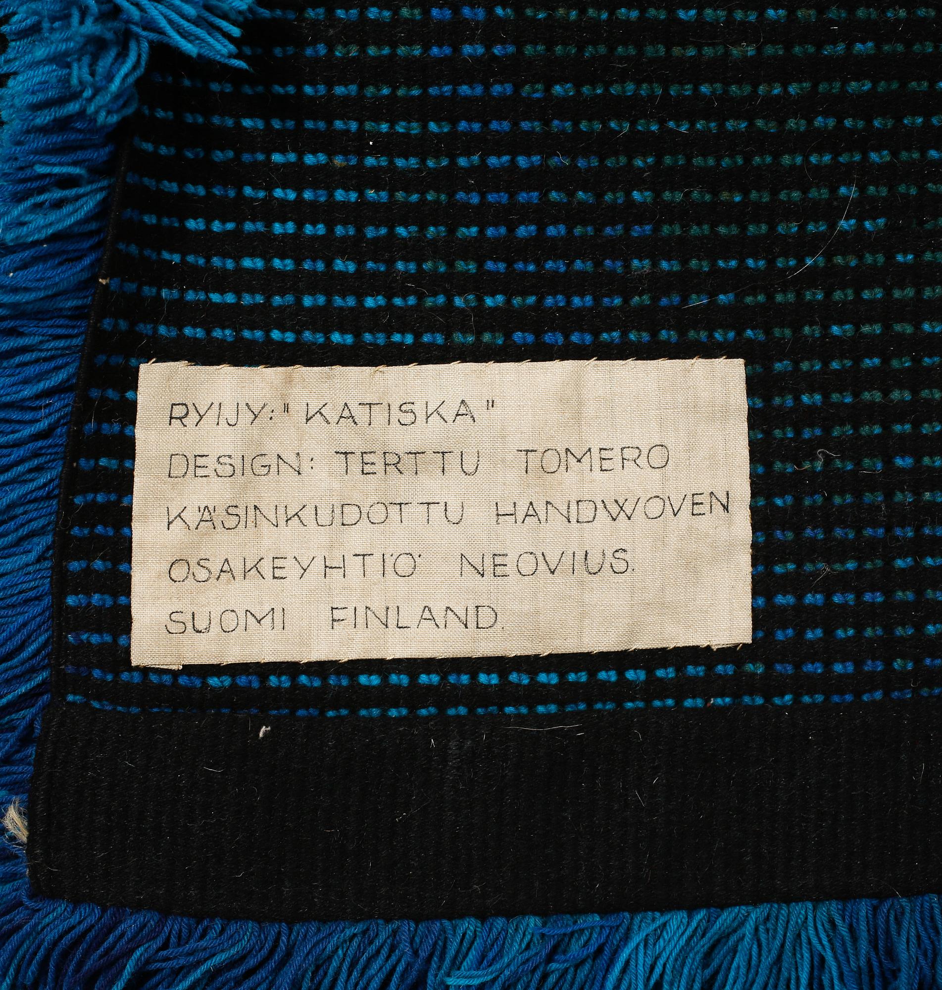 MATTA, "Katiska", Terttu Tomero, Finland, 1900-talets andra hälft, 165 x 110 cm.