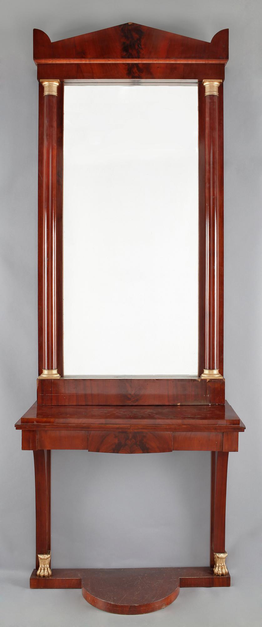 SPEGEL MED KONSOLBORD, empire, 1800-talets första hälft.