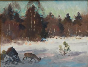 Lindorm Liljefors, Roe Deer in Winter Landscape.