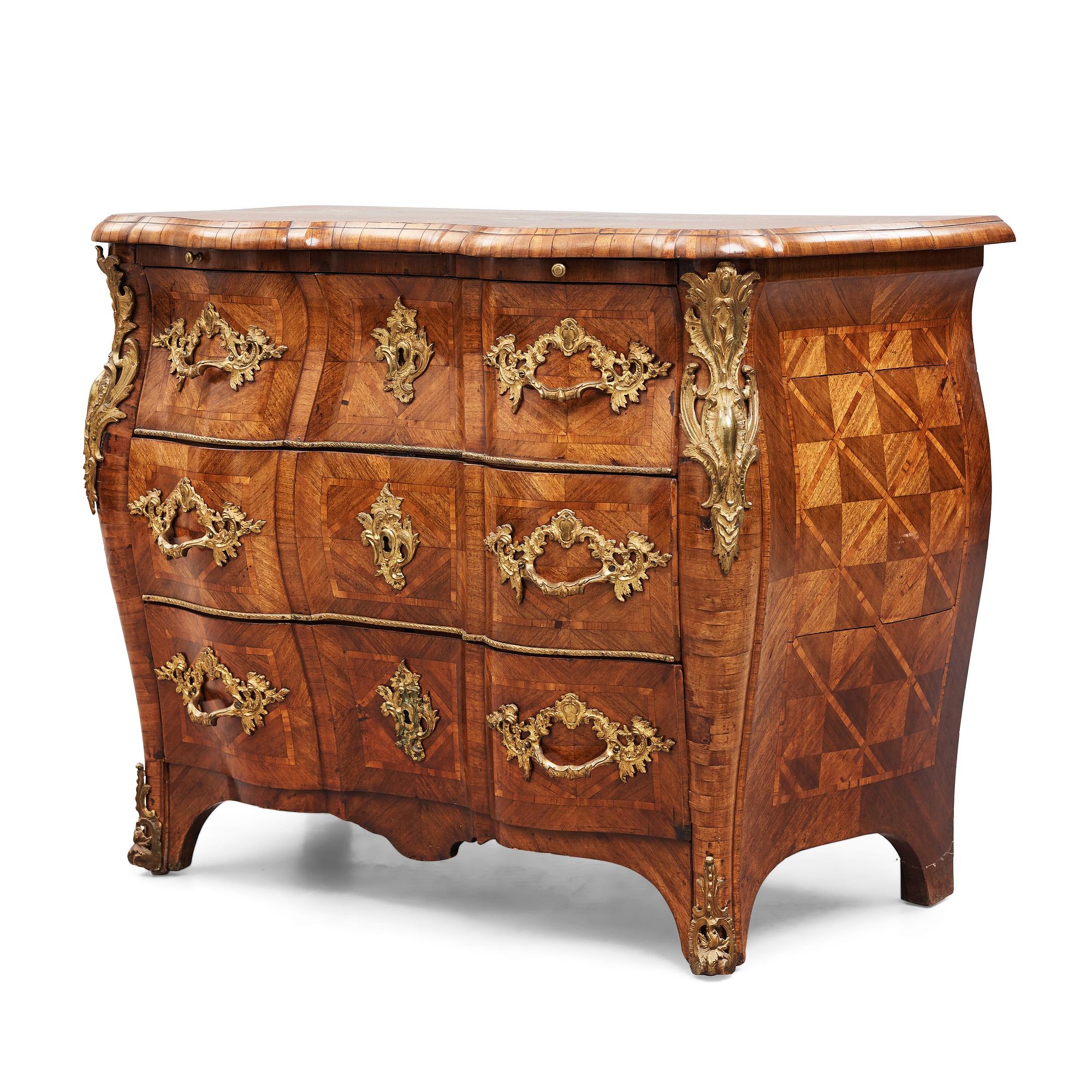 A Swedish Rococo 18th century commode by Christian Linning, master 1744.