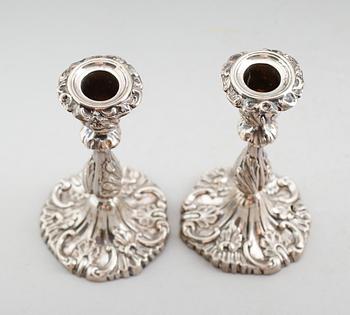 LJUSSTAKAR, 1 par, silver, 1800-talets mitt.