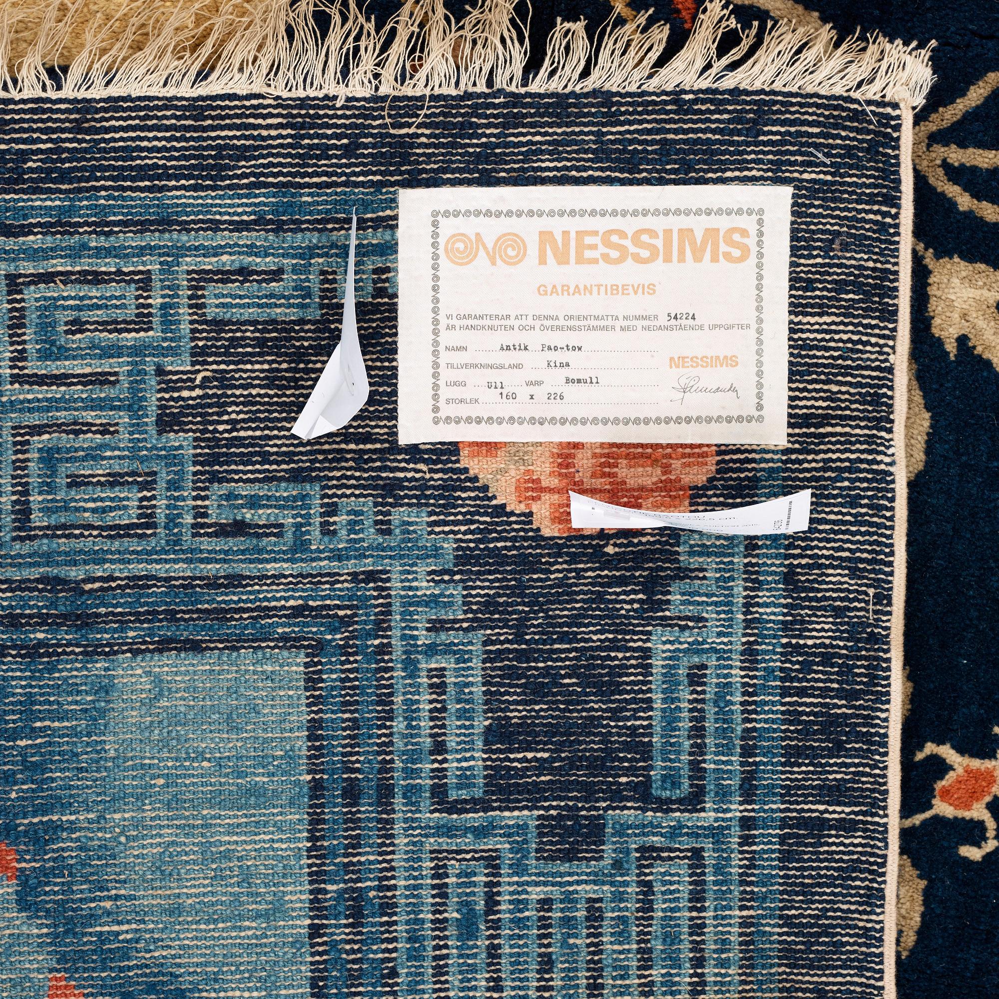 CARPET. Semi-antique Baotou Figural. 159,5 x 226,5 cm.