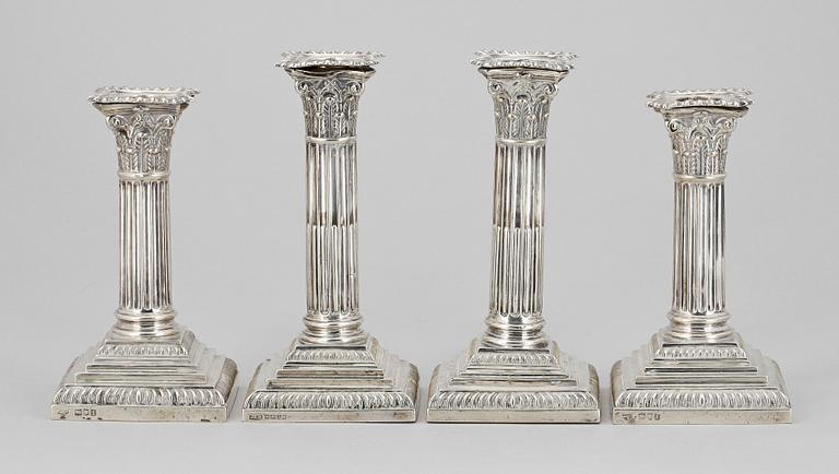 LJUSSTAKAR, 2+2 st. Silver, London och Sheffield, 1800-1900-tal.