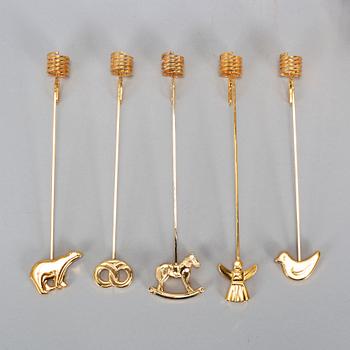GEORG JENSEN, 12+1 brass christmas decorations, design Flemming Eskildsen.