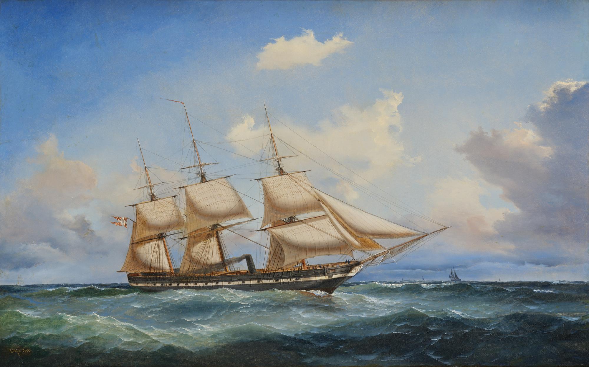 Carl Julius Emil Olsen, Steam frigate under sail.