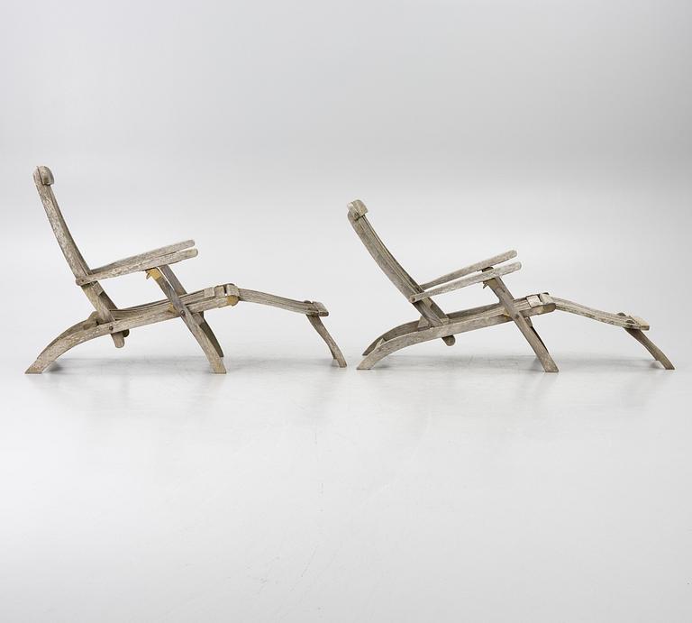 Deck chairs, a pair, circa 2000.
