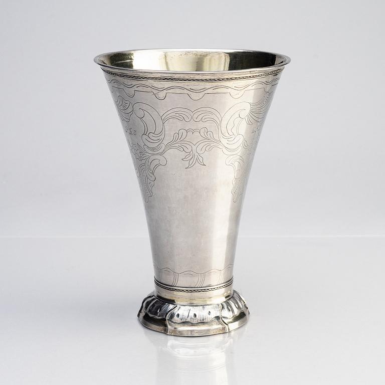 A Swedish parcel-gilt silver beaker, mark of Mathias Forswall, Uppsala 1777.