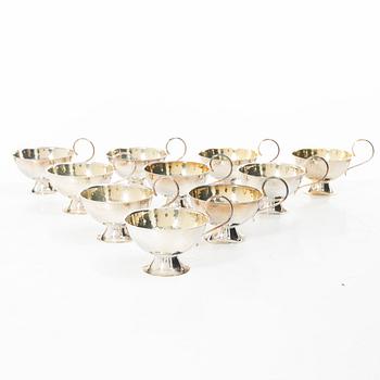 Ten silver punsch cups, Befa Guld- & Silvervarufabrik Ab, Gothenburg, Sweden, 1972-77.