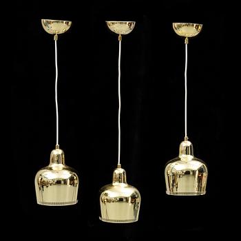 ALVAR AALTO, A set of three 'Golden Bell'pendant ceiling lights A33S, Artek, early 2000s.