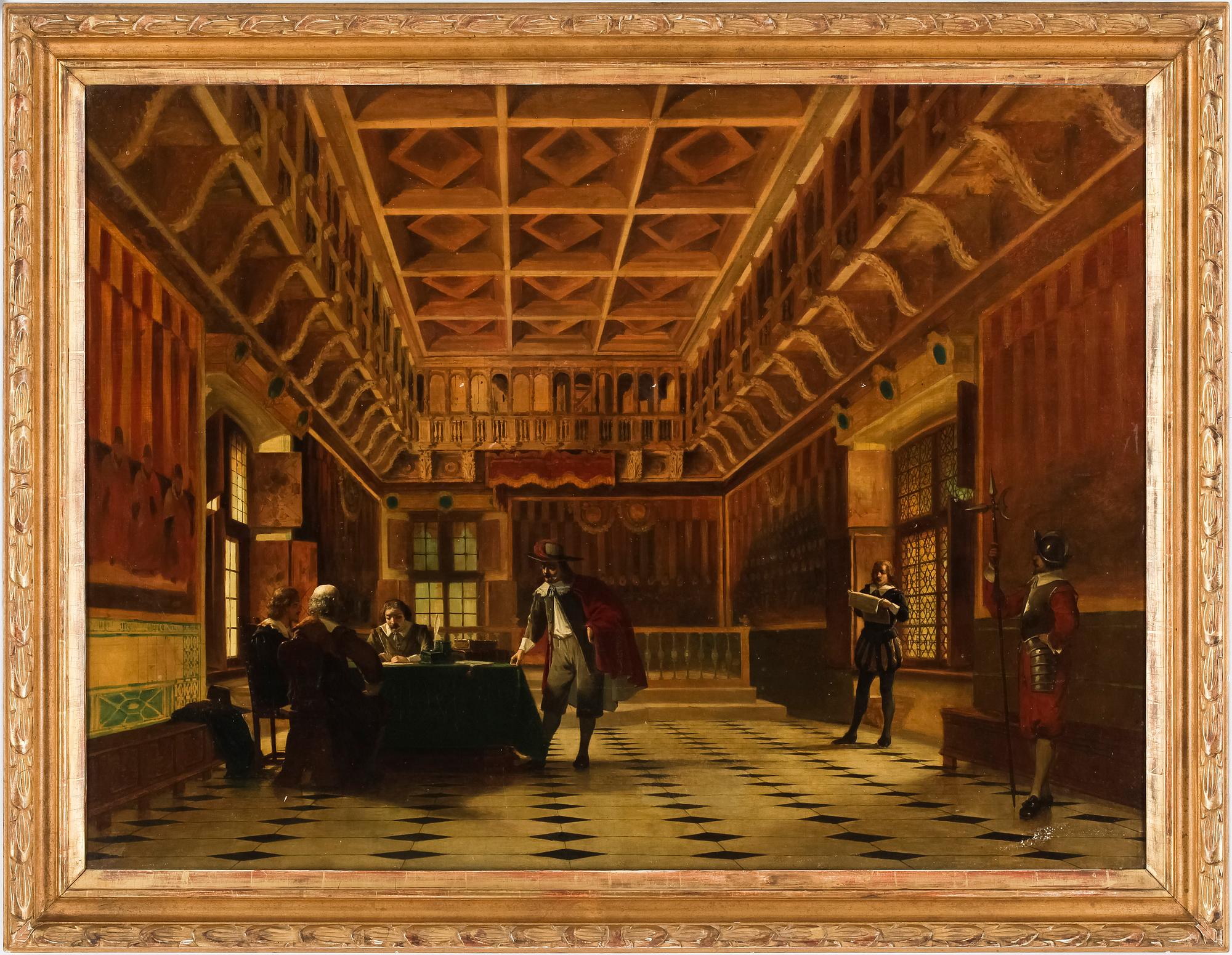 OKÄND KONSTNÄR, olja på duk på pannå, 1800-talets andra hälft.