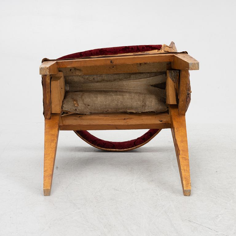 A side saddle, 18th/19th Century, mounted on legs.