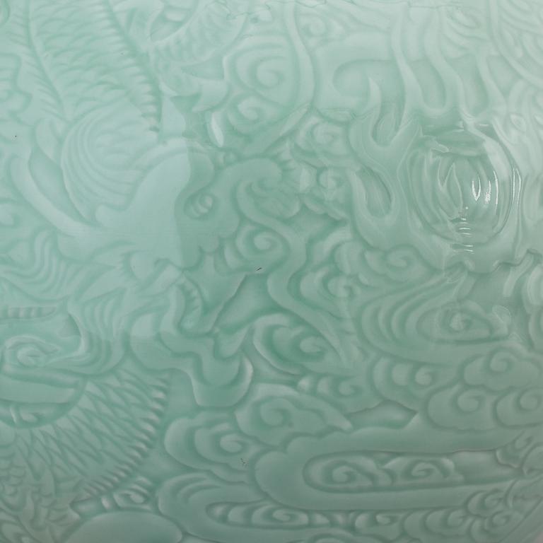 A large Chinese celadon glazed vase, second half of the 20th century.