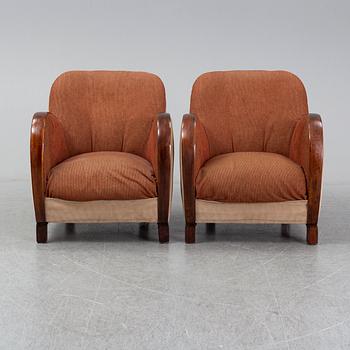 A pair of 1930's easy chairs.