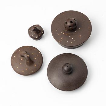 Tekannor, fyra stycken, yixing, Kina, 1980-/90-tal.