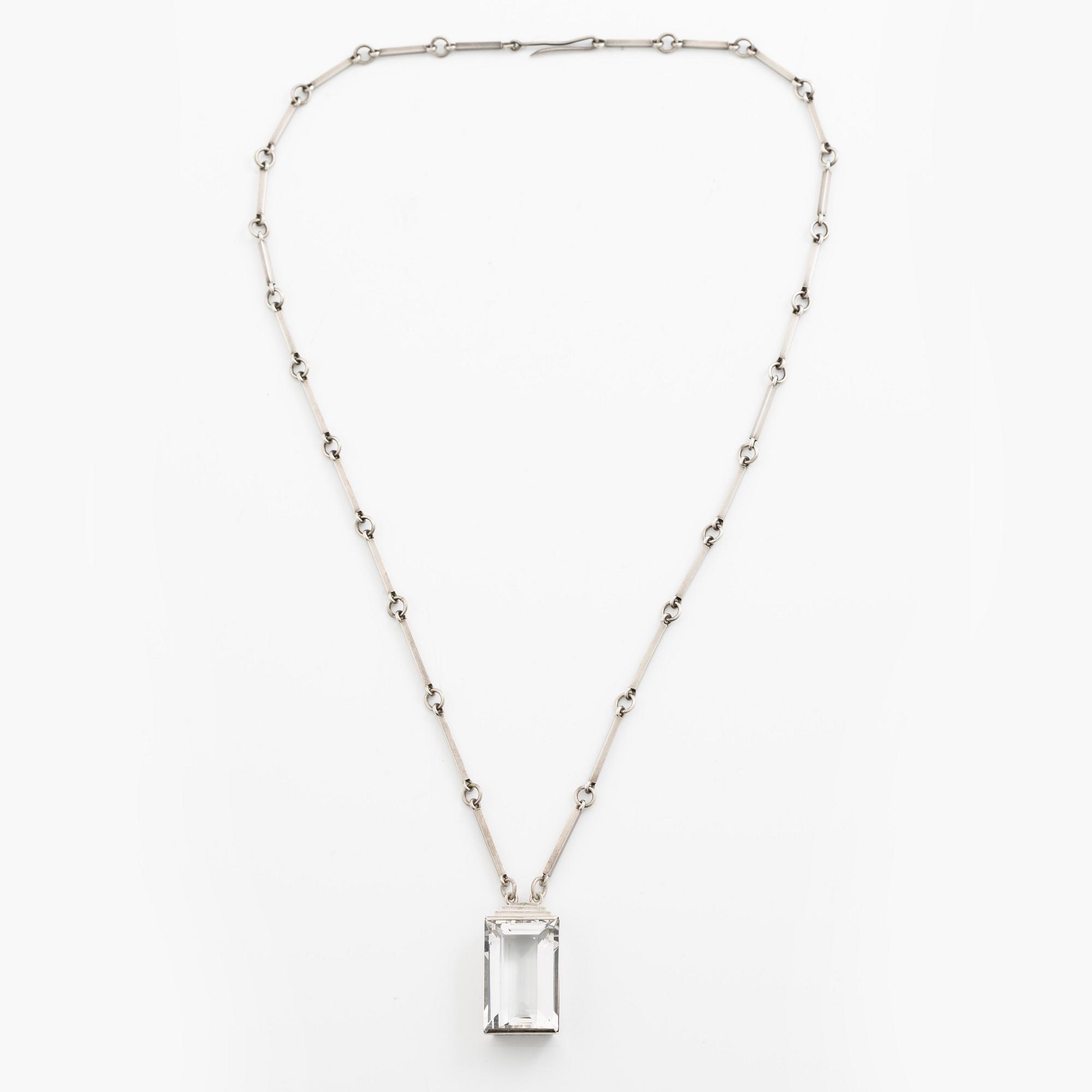 Wiwen Nilsson, a necklace, silver with rock crystal, Lund 1942.