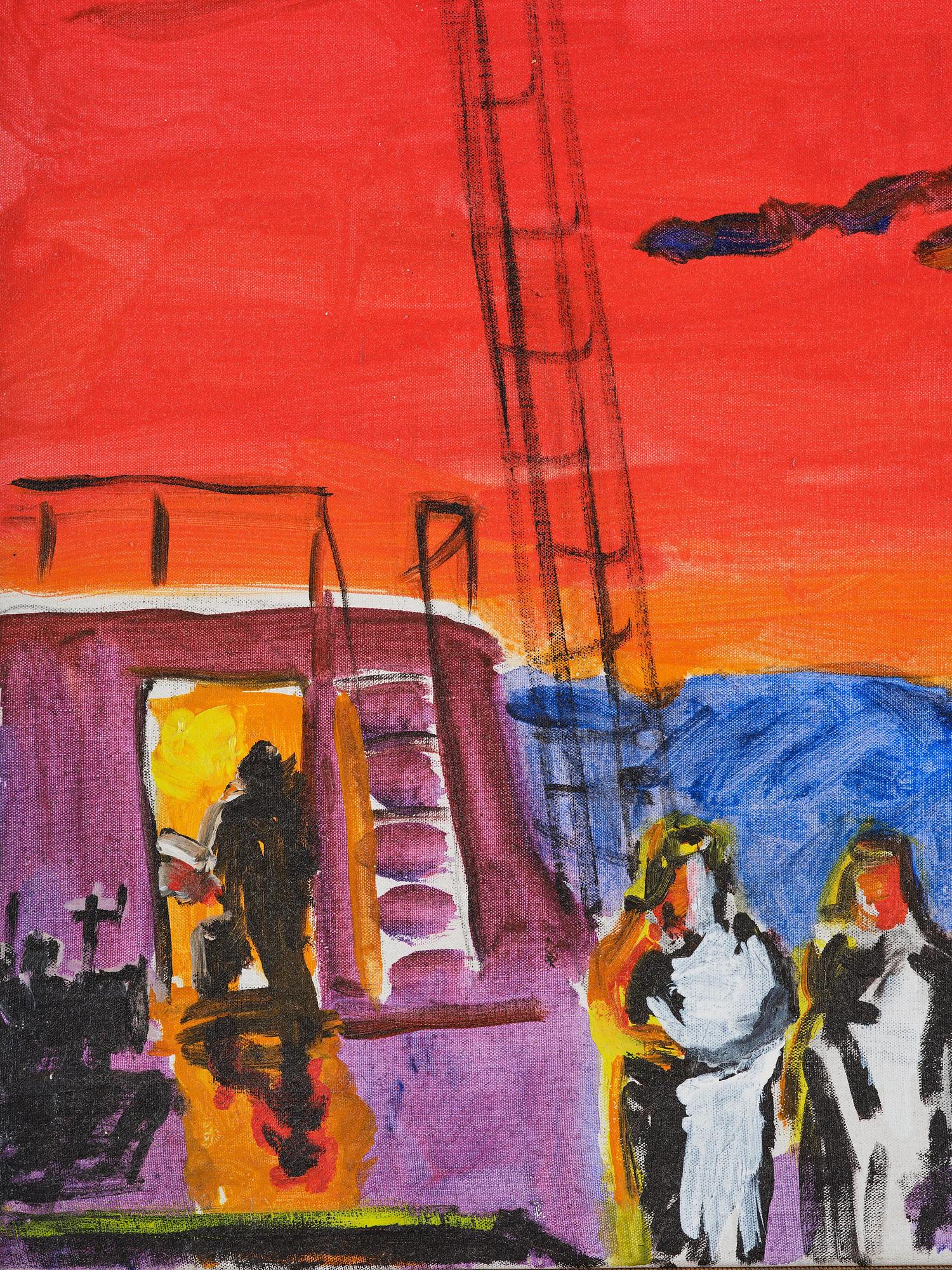 Gösta Werner, Marint motiv, röd himmel.