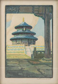 Katharine Jowett, "Temple of Heaven Peking" and "Camel train Peking".