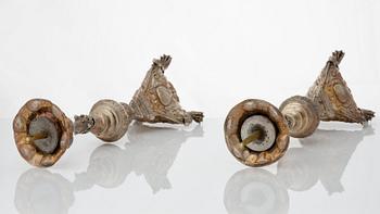 Ljusstakar, 4 st, silver, icke identifierad mästarstämpel ZP, Venedig 1600-/1700-tal. Barock.