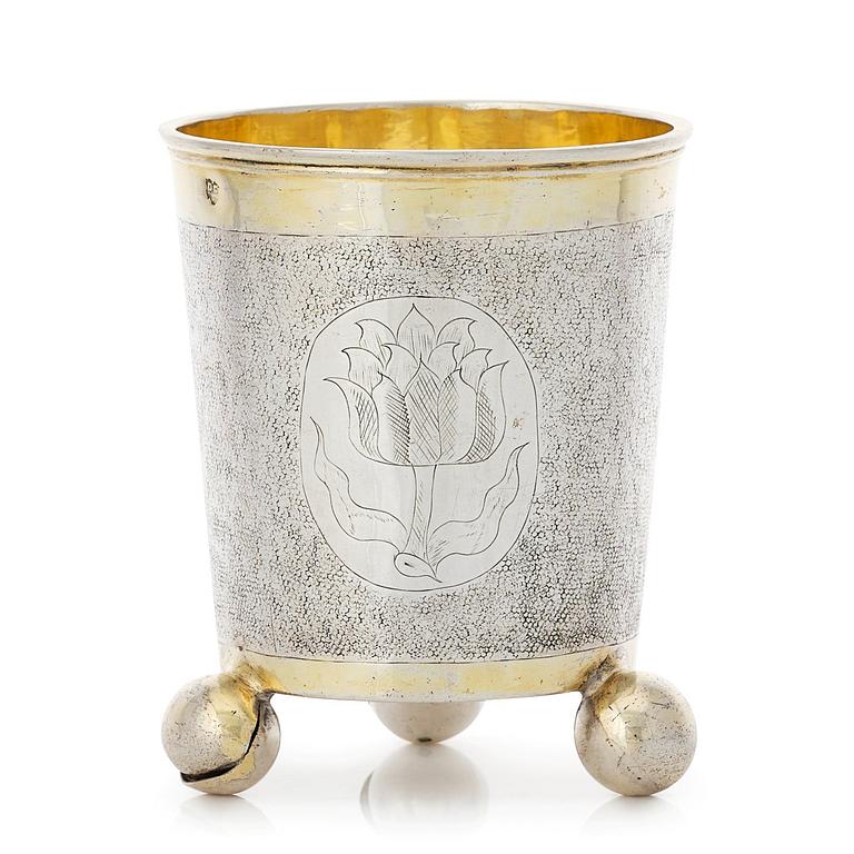 A Swedish Baroque parcel-gilt silver beaker, mark of Per Eriksson (Jönköping 1656-1661-).