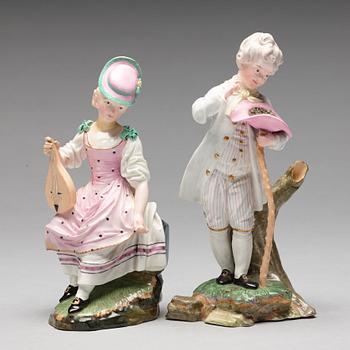 FIGURINER, två stycken, porslin. Höchst, 1700-tal.