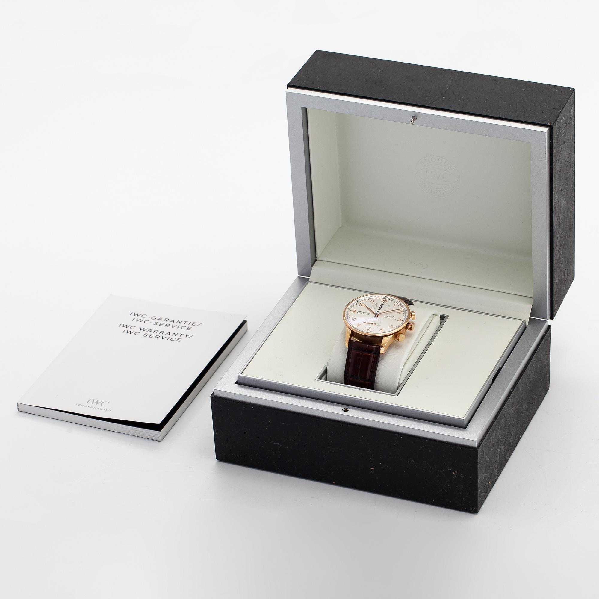 IWC, Shaffhausen, Portugese, cronograph, wristwatch, 41 mm.