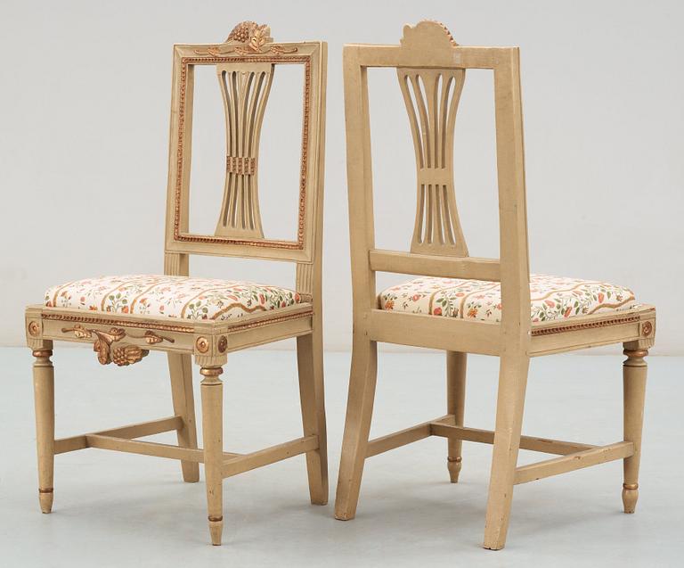 Six Gustavian late 18th century chairs.
