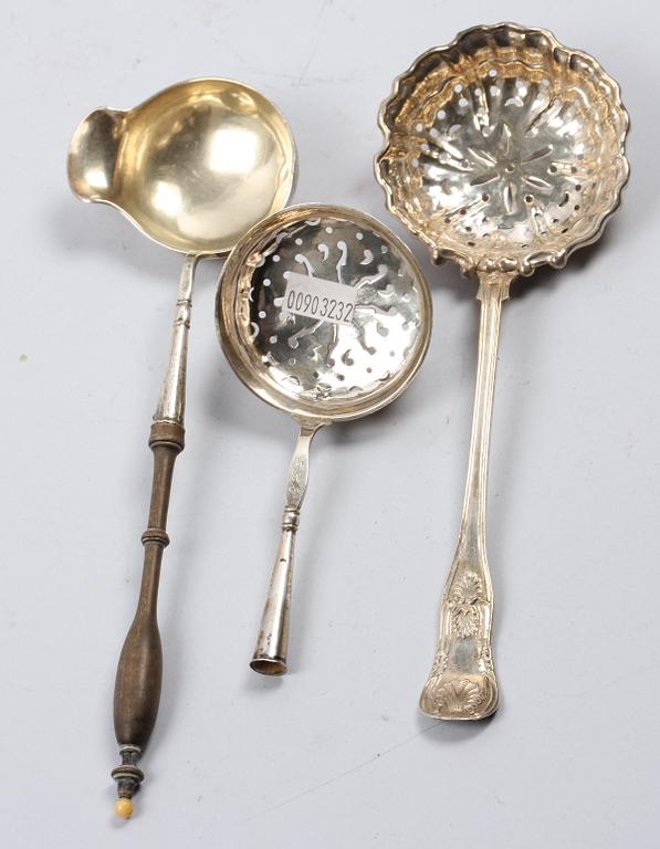 PARTI BESTICK, 7 st, silver, bla Johan Theodor Hagman, Uppsala 1886.