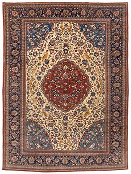 327. A semi-antique Kashan so called Dabir, c. 360 x 266 cm.