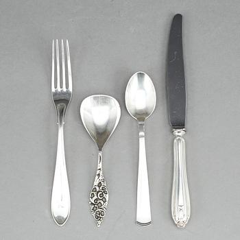 PARTI BESTICK, 27 delar,  silver, bla GAB, Stockholm, 1963. Total vikt ca 404g.