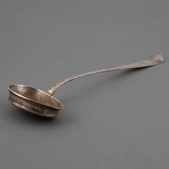 A Swedish 18th century silver soup-laddle, mark of Johan Lund, Gothenburg (1784-1789).