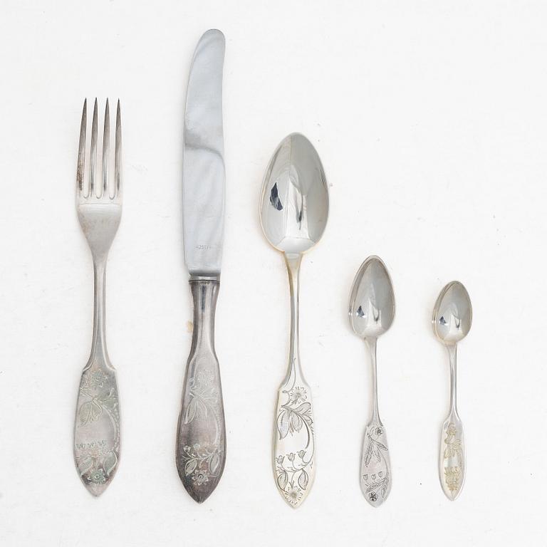 Bestickservis, silver, 27 delar,  "Tornedal", bl a  Mema, 1900-talets mitt.