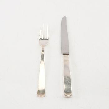 Jacob Ängman, 88-piece cutlery set, silver, "Rosenholm", GAB, Eskilstuna, 1950s/70s.