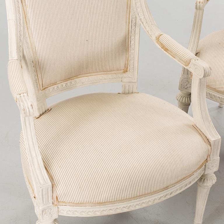 A pair of Gustavian armchairs.