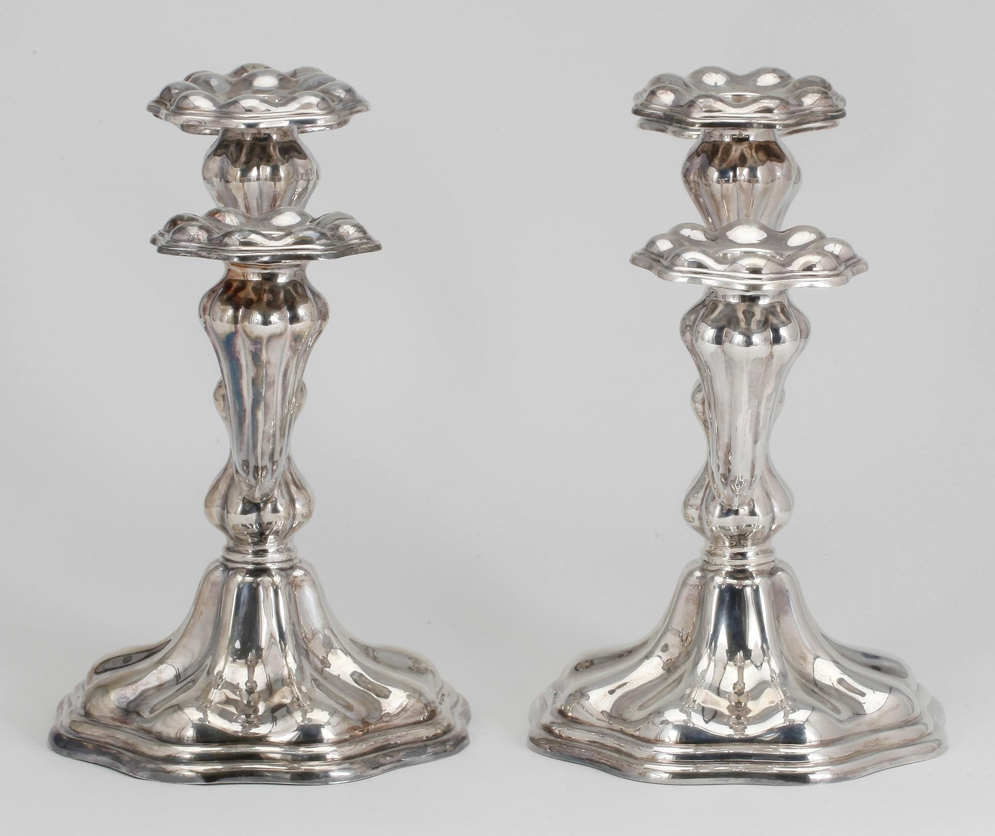 KANDELABRAR, ett par, silver, CG Hallberg, Stockholm, 1938.