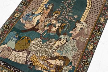 Carpet, Old figural, Tabriz, approx. 138 x 101 cm.