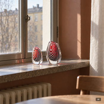 Vicke Lindstrand, two vases, Kosta.
