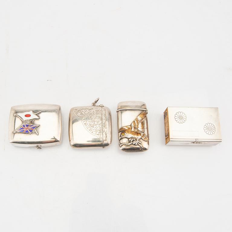 A set of 8 pcs of smoking utensils mostly silver early 1900s Japan/England.