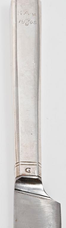 MATKNIVAR, 12 st, silver, Jacob Richard Borg, Gävle 1830.