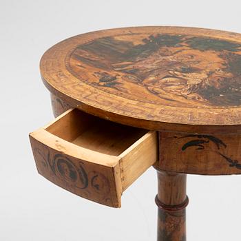 Chairs, a pair, with table, Empire, 18th/19th century.