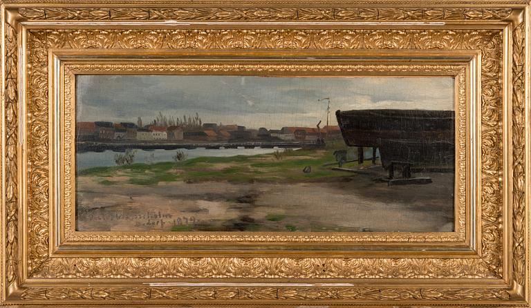 Victor Westerholm, öljy levylle, signeerattu ja päivätty 1879.